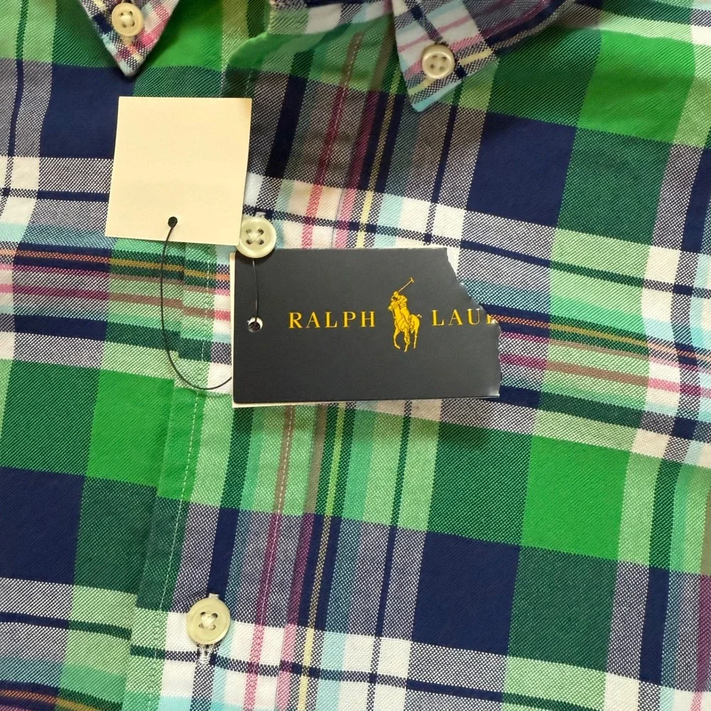 Polo Ralph Lauren Classic Fit Green‎ Blue Plaid Workshirt Size 4XLT NWT